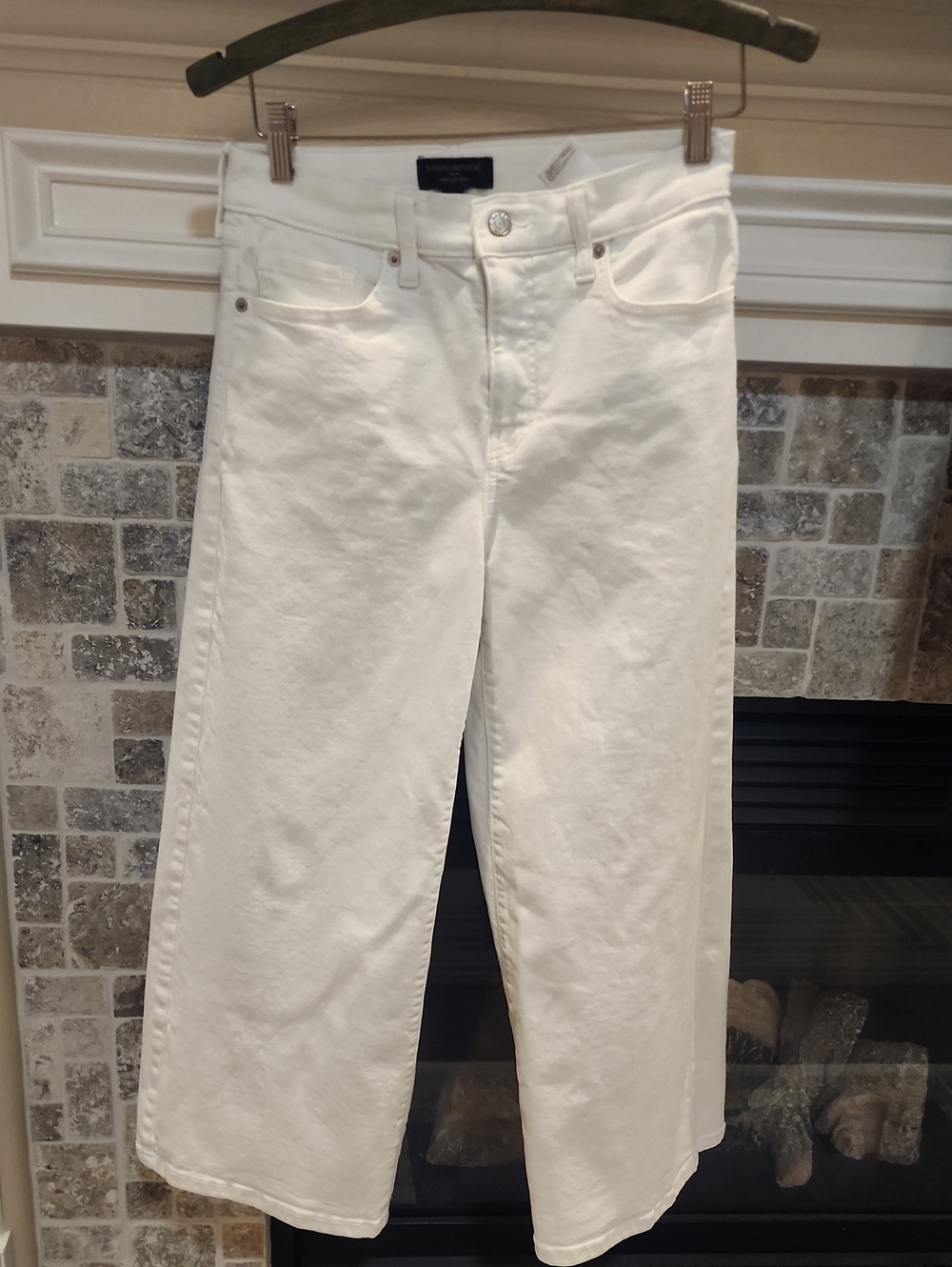 Banana Republic Cream Wide-Leg Jeans